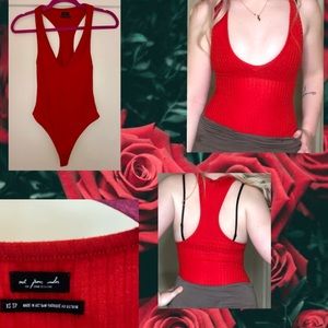 red urban outfitters deep plunge neckline bodysuit